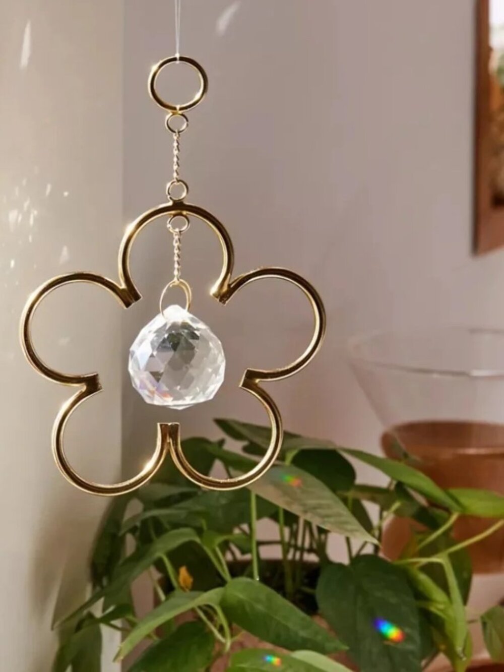 Daisy Flower Prism Wall Hanging Sun Catcher
